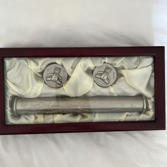 Silver Plated Baby’s First Tooth X 2 and Christening Certificate Holder - Picture 1 of 8